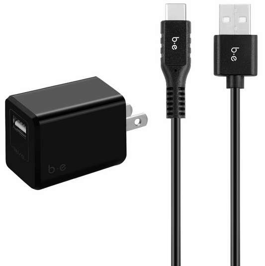 Blu Element Wall Charger 2.4A with type C cable included Black